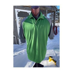 Driven Cool Effect Golf Polo Shirt Green Grey Sz Lg